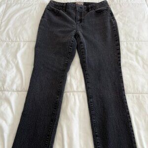 Chicos Womens Jeans Denim Straight Mid Rise Charcoal Sz 0.5 Short (28x29)